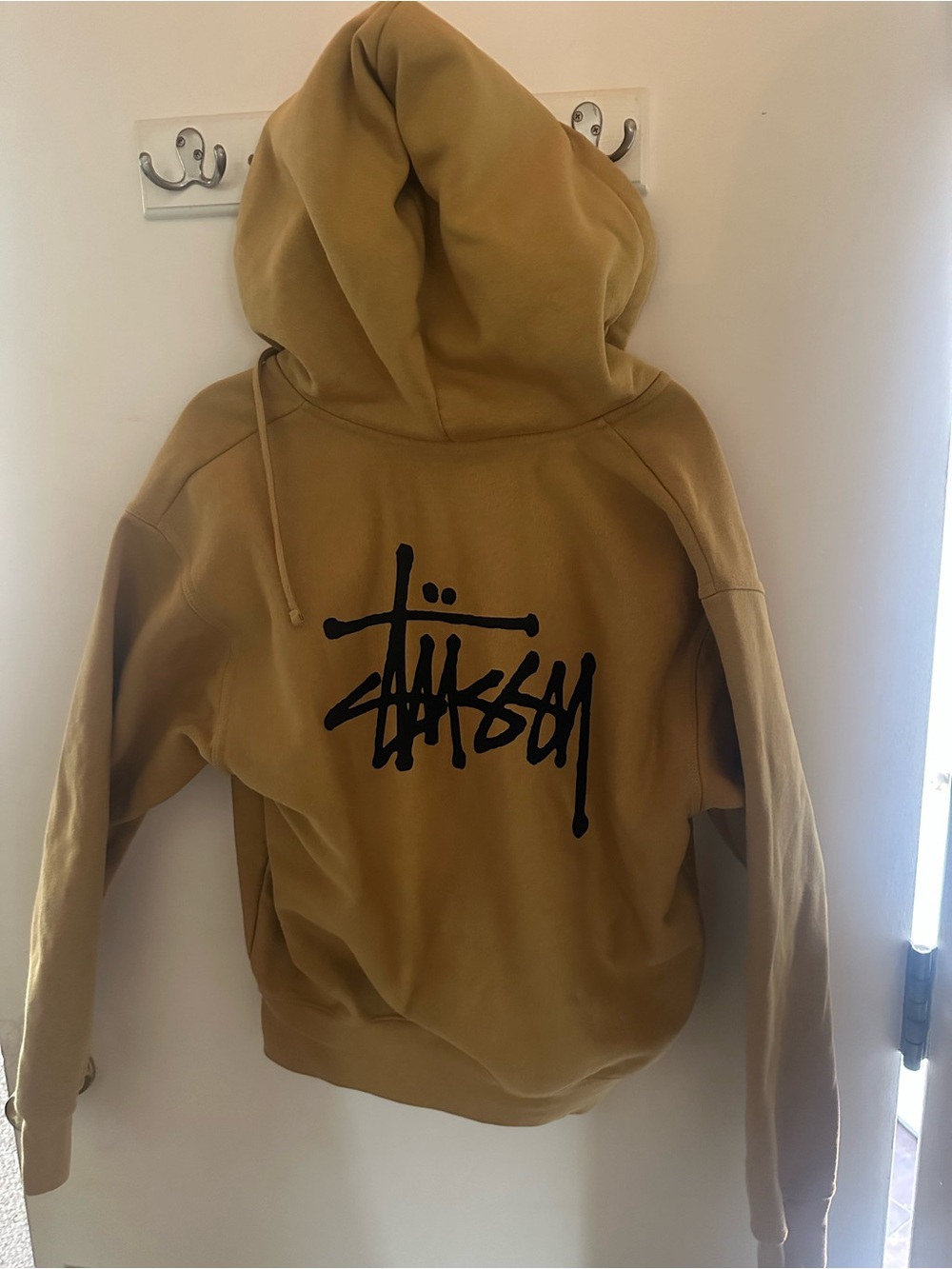 Stüssy Men’s Small Dark Mustard Yellow Full Zip Hoodie Black Logo Streetwear